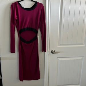 Dark pink and black cut out dress